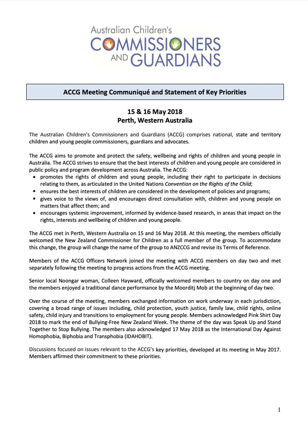 ACCG Meeting Communiqué May 2018