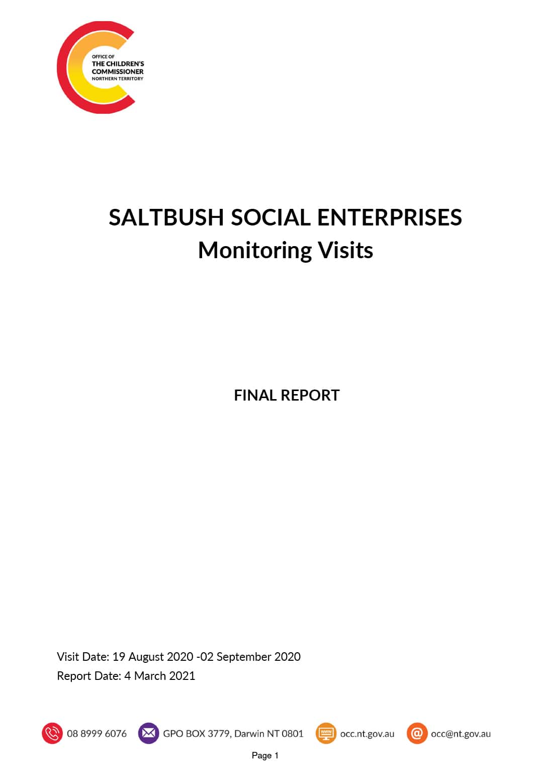 OCC Monitoring Report – Bail Support Accommodation