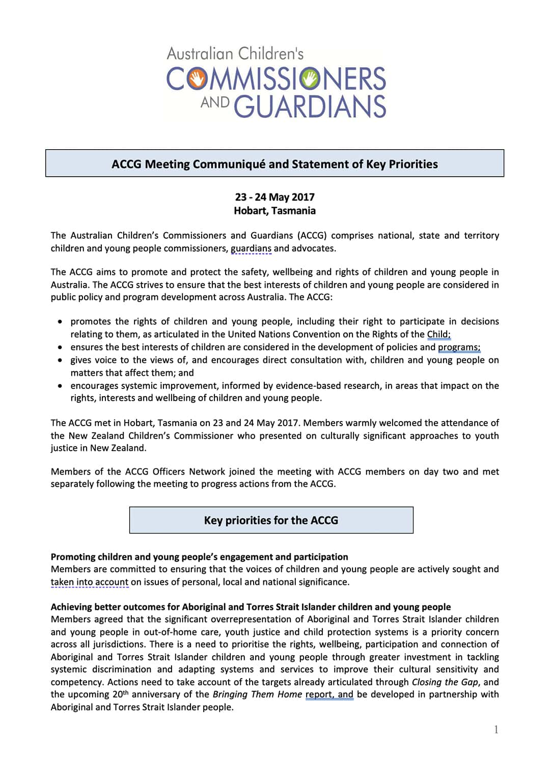 ACCG Meeting Communiqué May 2017