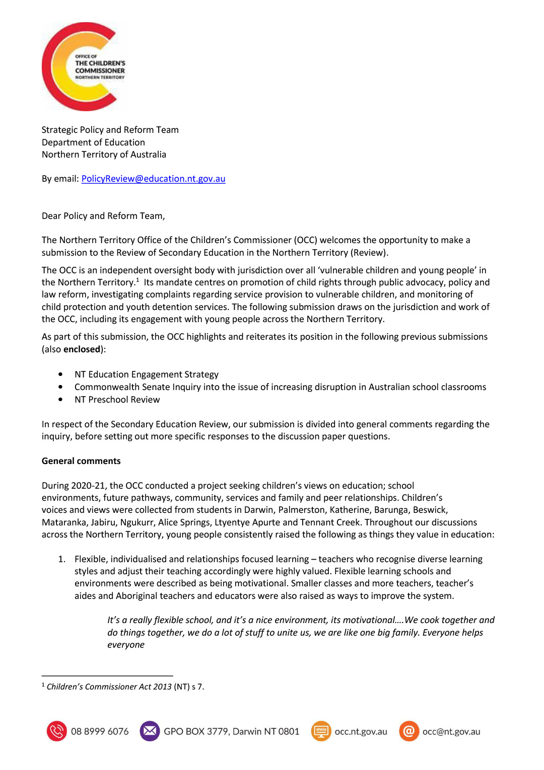 NT Secondary Education Review (Redacted)